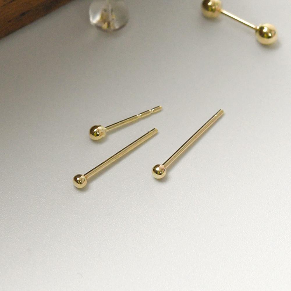 14K 금 귀걸이 2mm 골드 볼 장침 솔리드 기본 데일리 이어링
