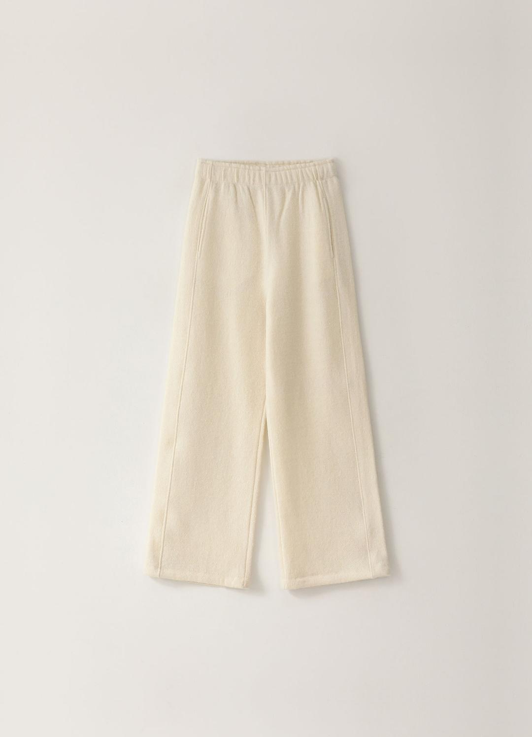 Wool Boucle Banding Pants - Ivory