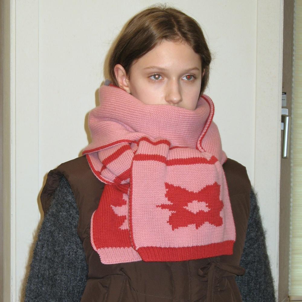 FLOWER JACQUARD MUFFLER (PINK)
