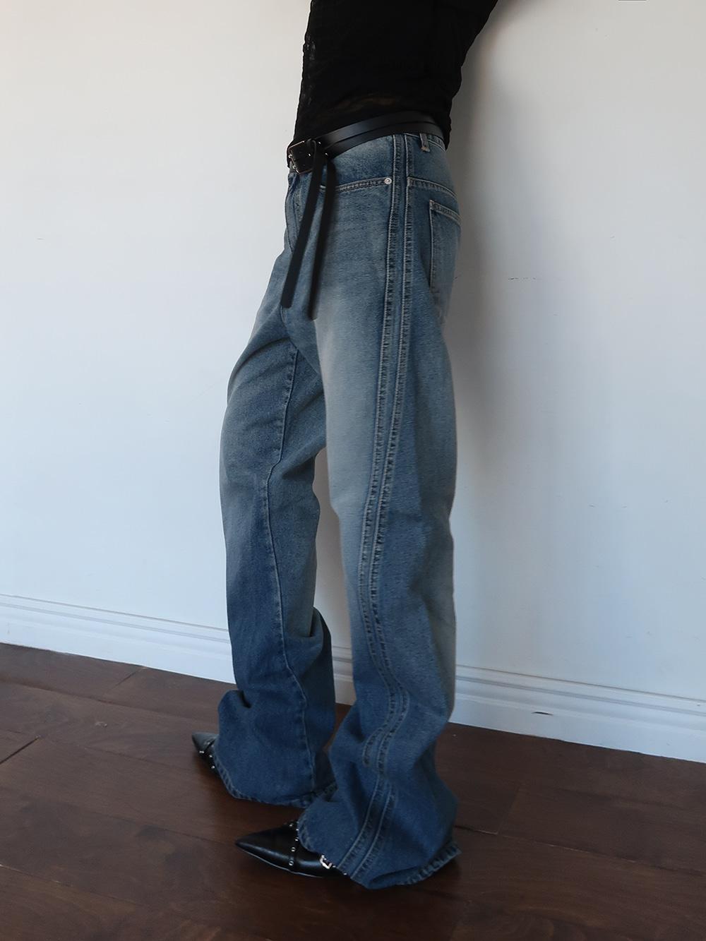 Diagonal Flare Denim Jeans