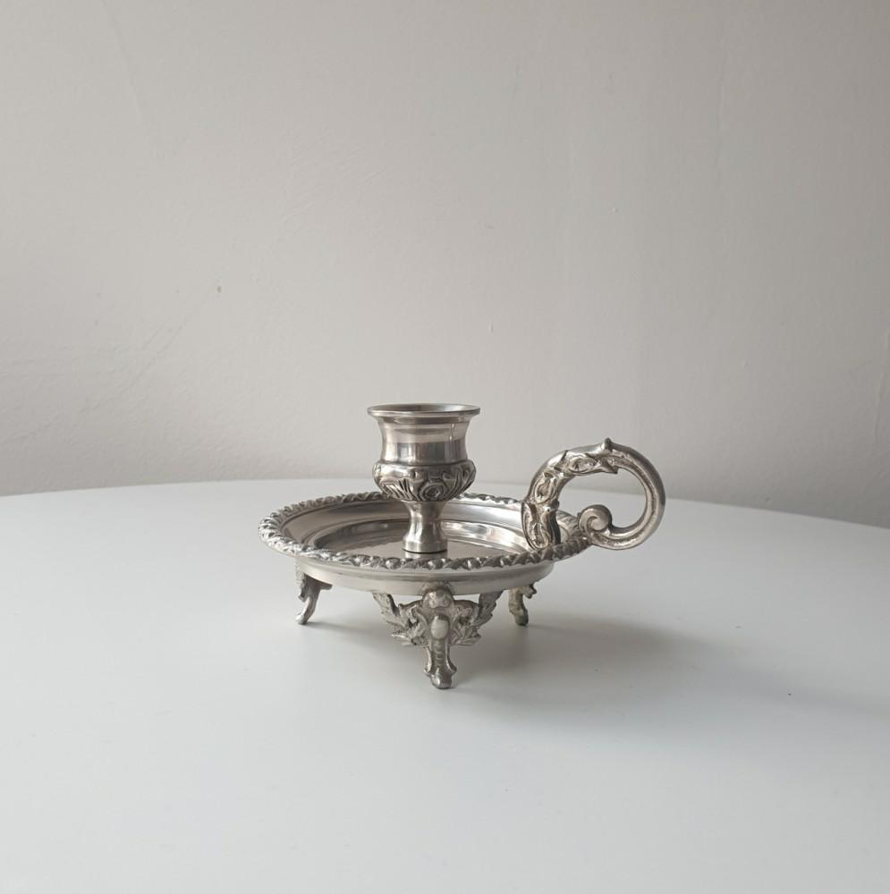 고급 실버 주물 은 1구 핸들 손잡이 빈티지 엔틱 앤틱 촛대 인도 오브제 소품샵