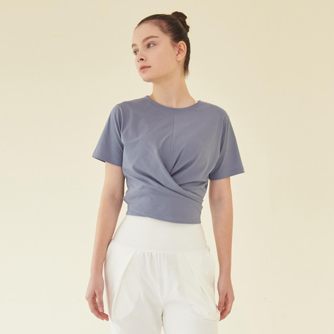 래핑 크로스 숏 슬리브 블루아이스