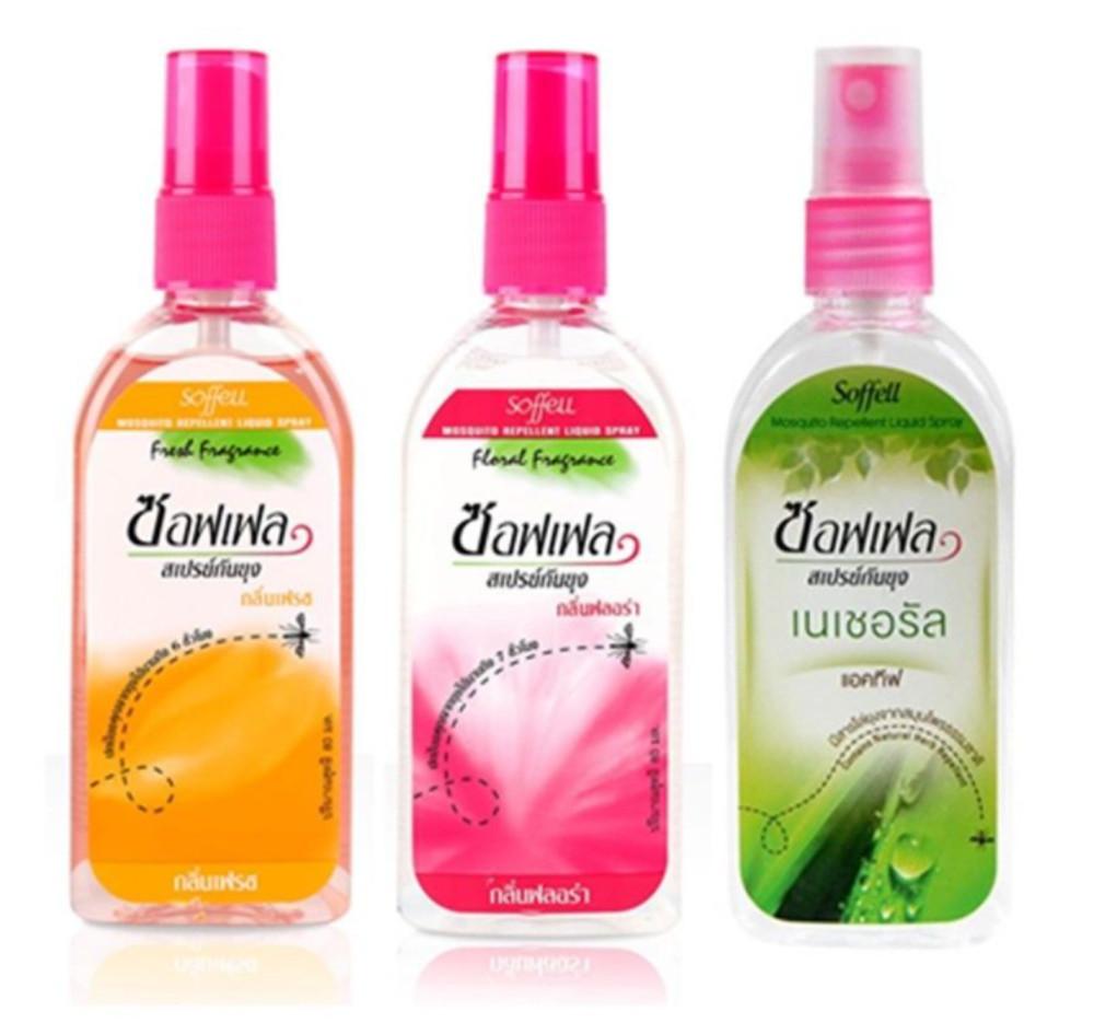 (몸에 뿌리는 모기약) / Soffel 태국 모기,벌레 퇴치제,기피제 액상 스프레이 3종- 80ml (내츄럴,프레쉬,플로랄향)