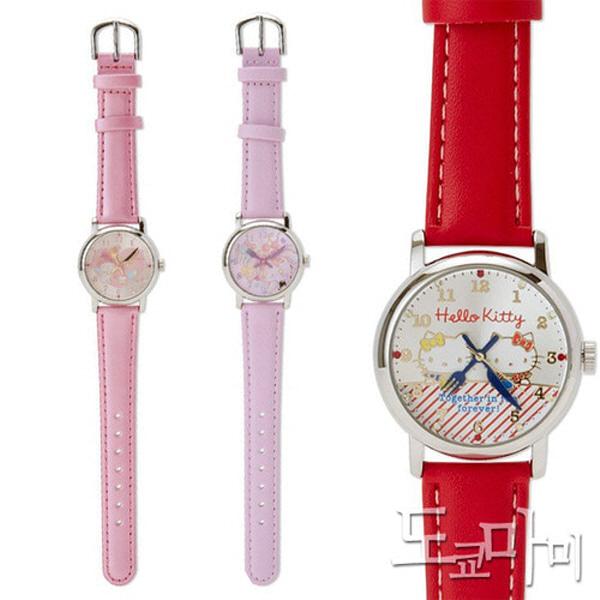 (일본)헬로키티 마이멜로디 봉봉리본 가죽 키즈 손목시계(오후의간식 3type)캐릭터 초등학생 아동 여자아이