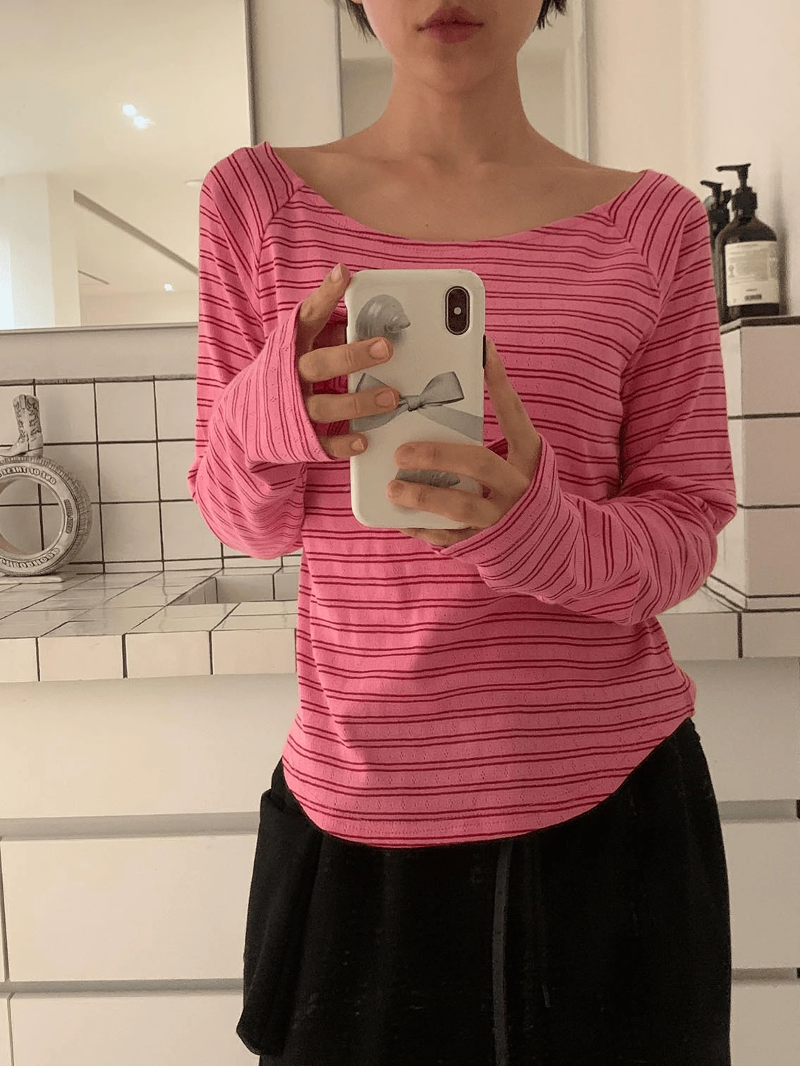 punching stripe top (3color)