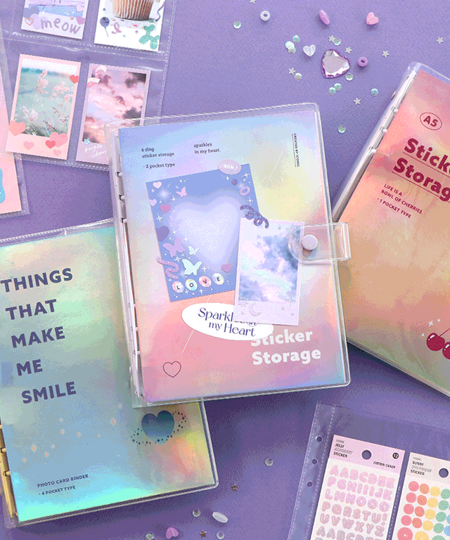 A5 스토리지 바인더 3types (6공 바인더 콜렉트북 스티커 포카 포토카드 아이돌 굿즈 포토티켓 다꾸 보관 폴라로이드 인스탁스 미니 인생네컷 사진 하루필름 앨범 선물 커플)