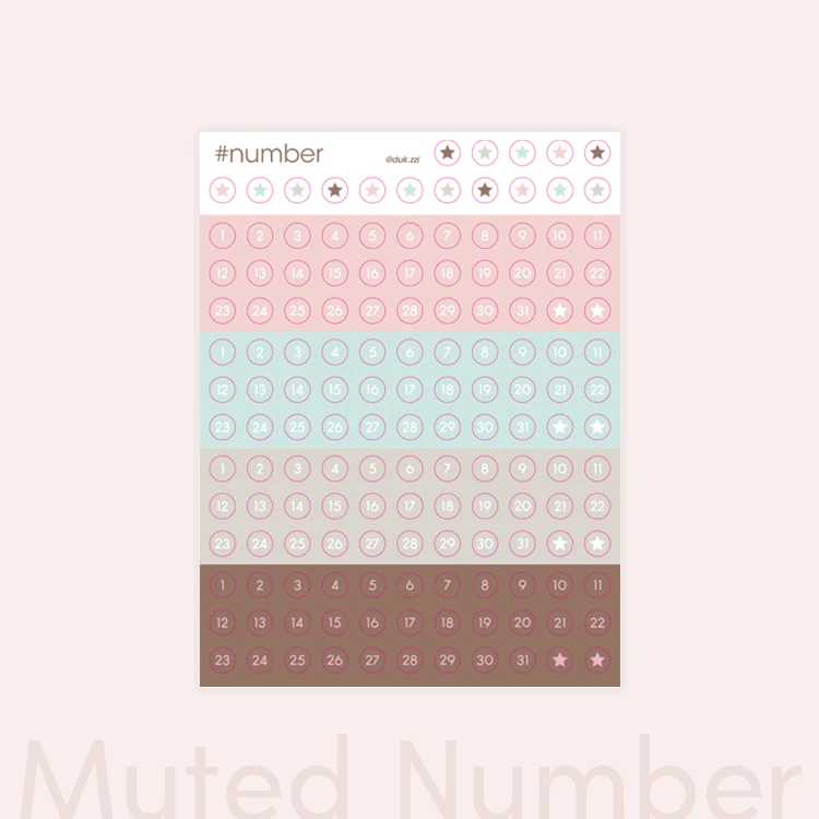 Muted Number Sticker