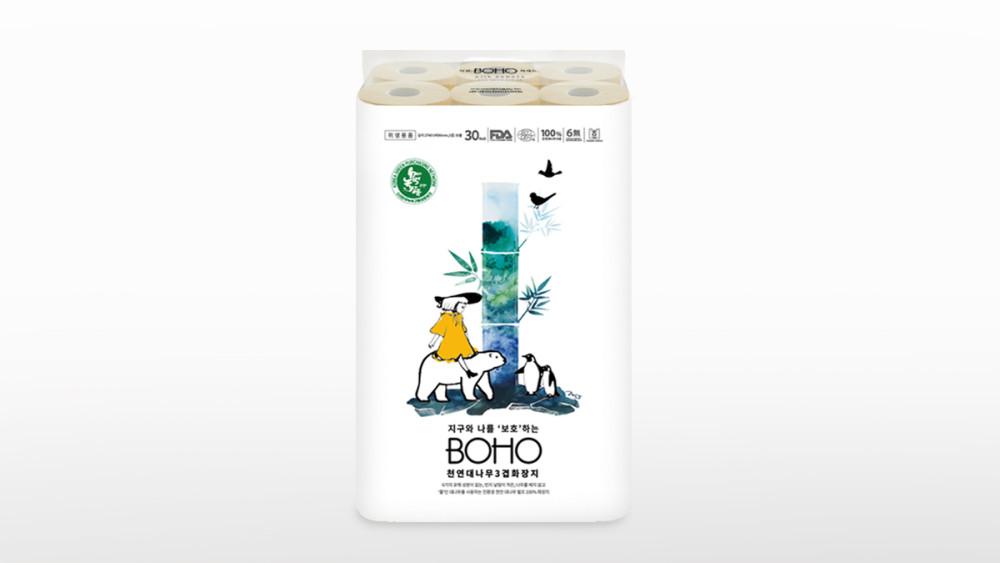 BOHO 먼지없는 친환경 대나무 3겹 화장지 30롤