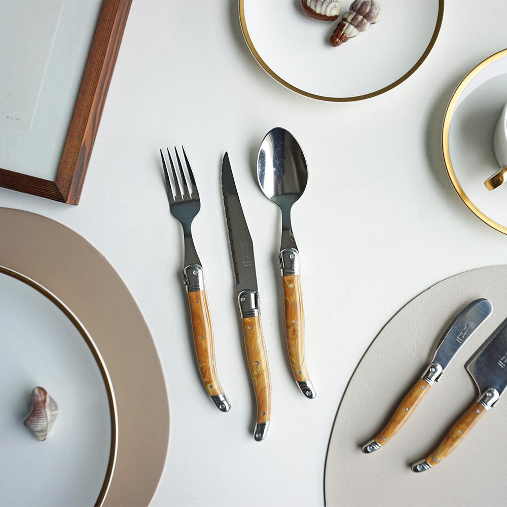 [한국공식수입원_장네론라귀올] 테이블 양식기 1인세트 (스픈,포크,나이프) 마블브라운