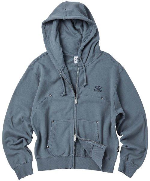 워크샵 컷 후드 집업 자켓 웨일 블루