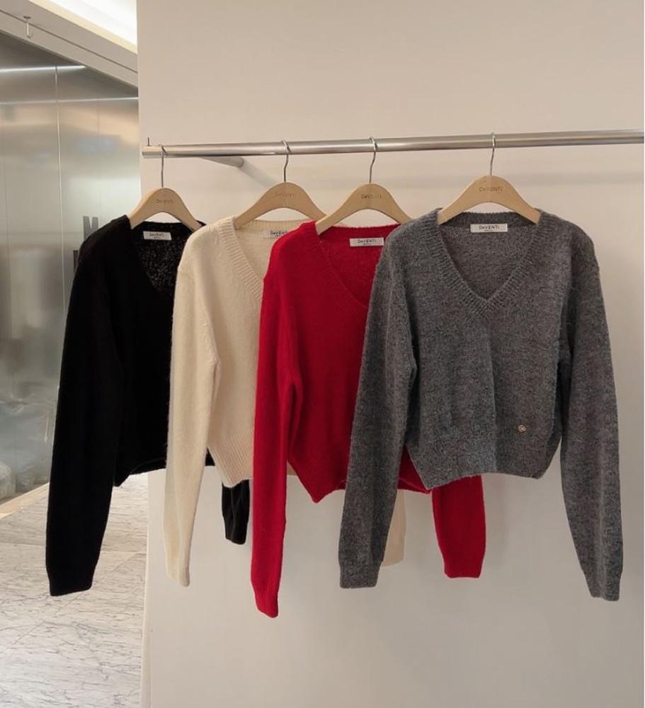 드벤티 알파카 브이넥 니트 (4color)