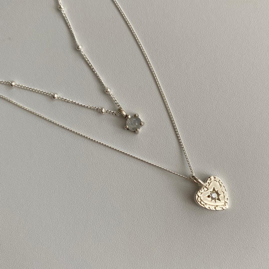 Acer rojo rev silver 925 natural gemstone heart choker necklace (select 2 types) silver necklace silver necklace choker necklace choker