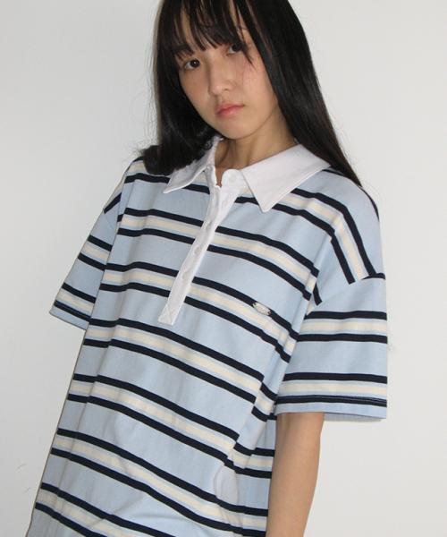 HENRYNECK RUGBY TEE BLUE NAVY STRIPE