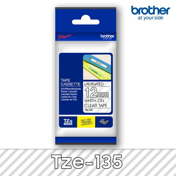 [브라더라벨기테이프] Tze-135_투명바탕_흰색글씨_12mm