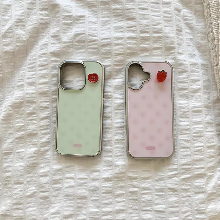 (S26 출시) button dot silver bumper case 단추 딸기 아이폰 갤럭시 맥세이프 케이스