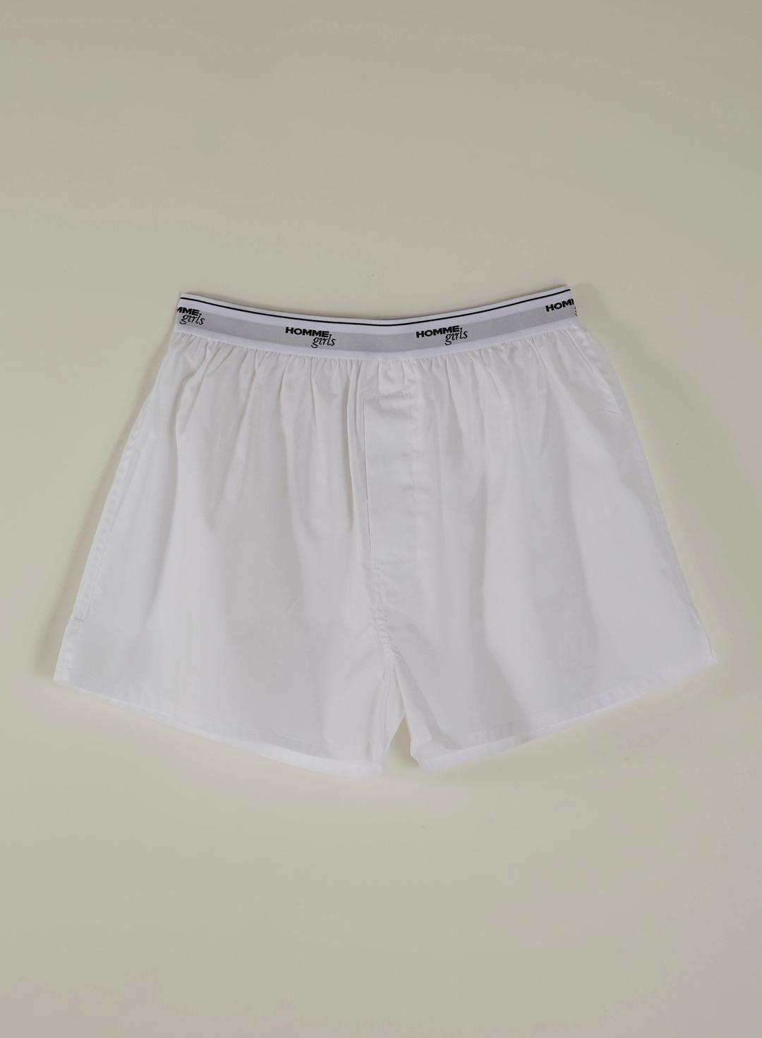 Hommegirls Original White Boxer Shorts - White / Small