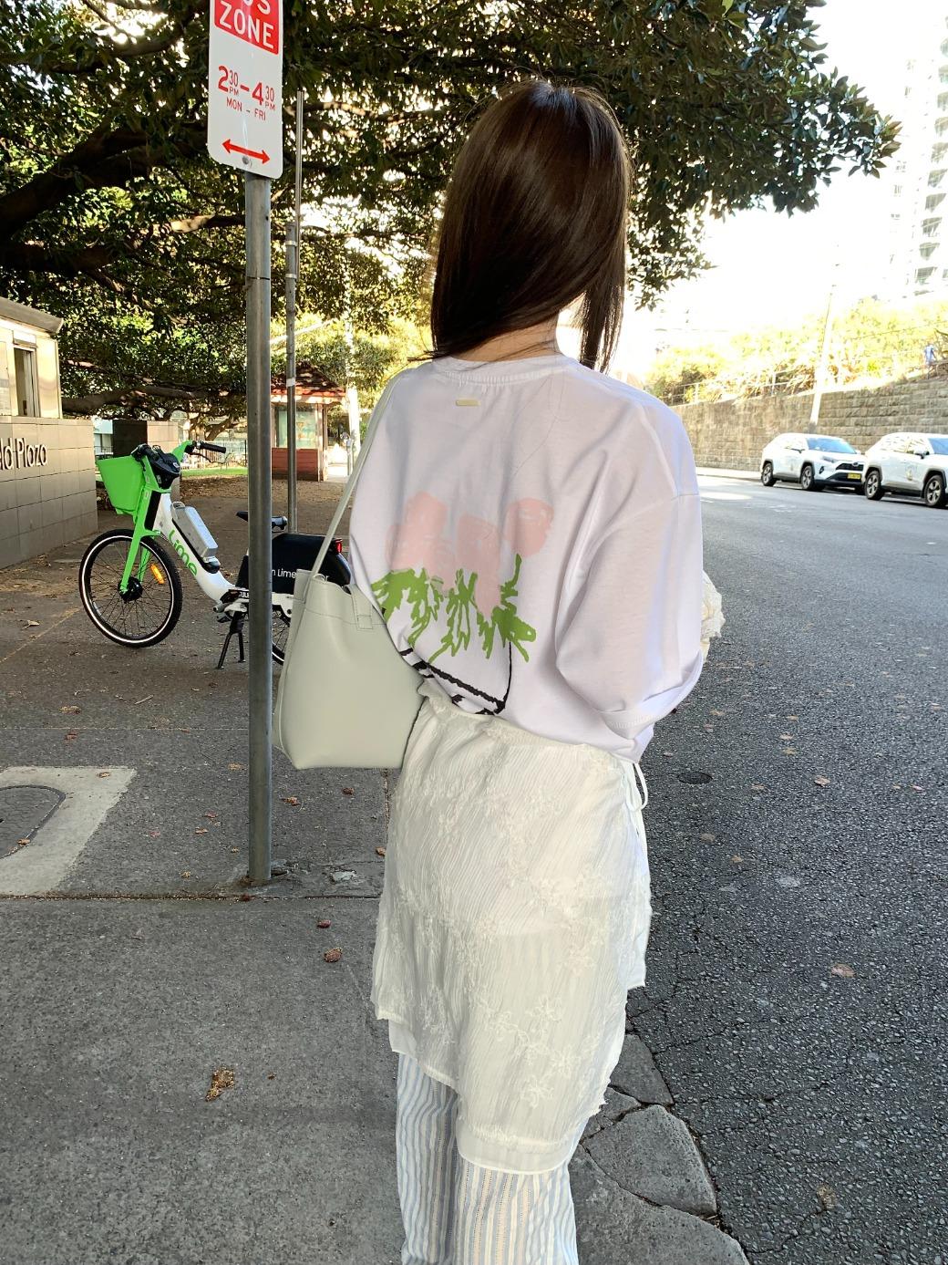 프릴리 [ONLY FLILY] Baby pink Flowerpot Point T-Shirt