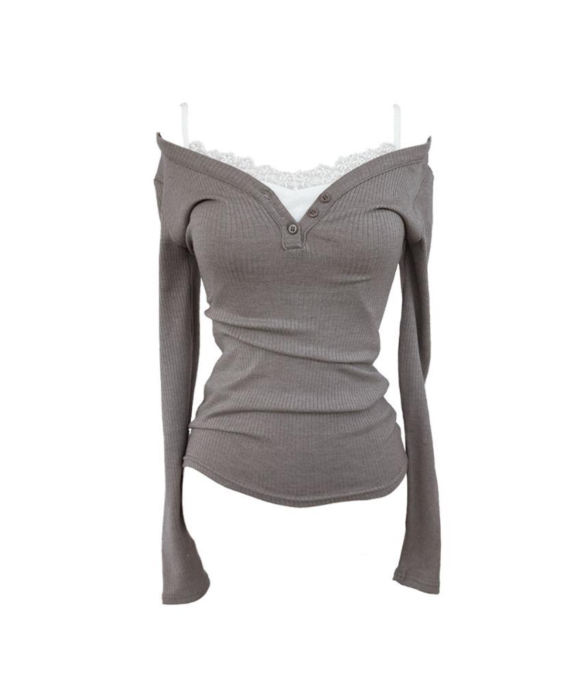 Kaya button long slim T (5colors)