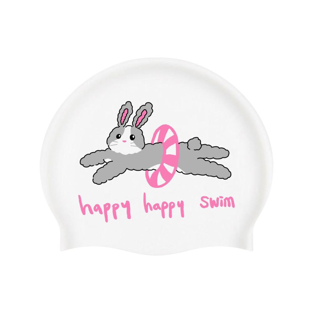 [2차] 해피래빗 위원투스윔 만능코디 귀여운 수모 토끼 수영모자 실리콘 제작수모