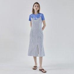 (택가:89,000원)체크 머메이드 레이어드 원피스(OP-6077)