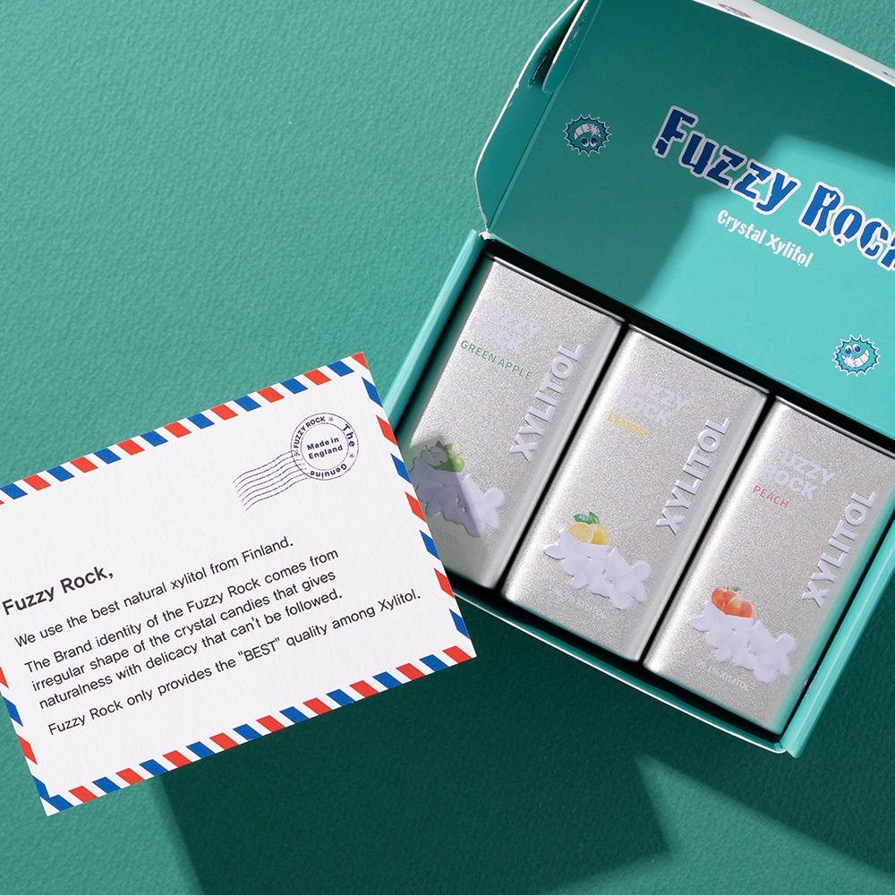 퍼지락 자일리톨 캔디 3종 혼합 6개 틴케이스 선물박스 (레몬맛 복숭아맛 청사과맛 각2개)