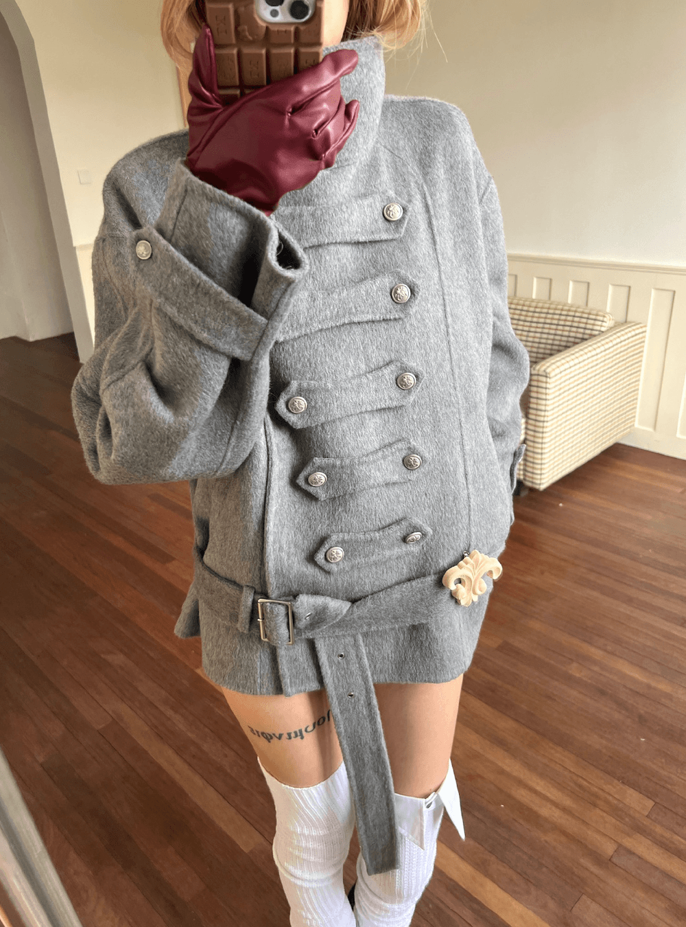 GUN GUN Double Wool Short Coat (2color)