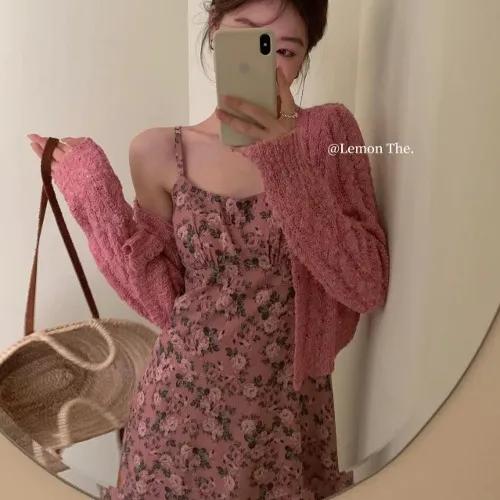 플라워 롱 원피스 휴양지 여름 휴가룩 러블리 끈나시 여행 민소매