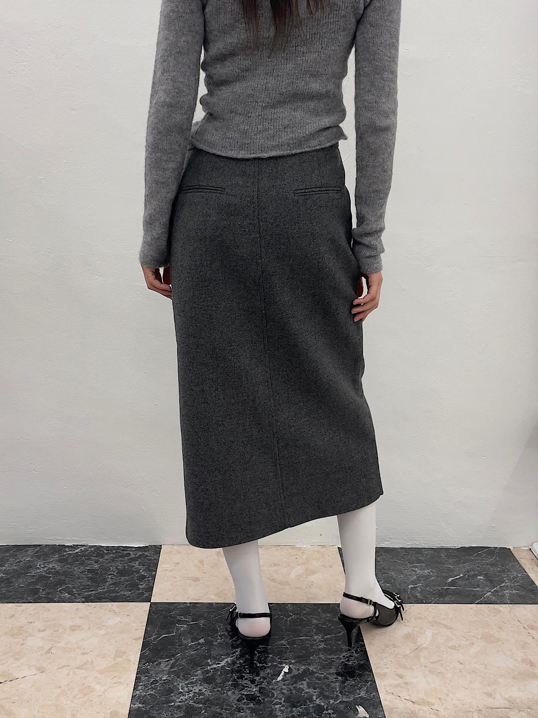 Slit wool skirt in Grey