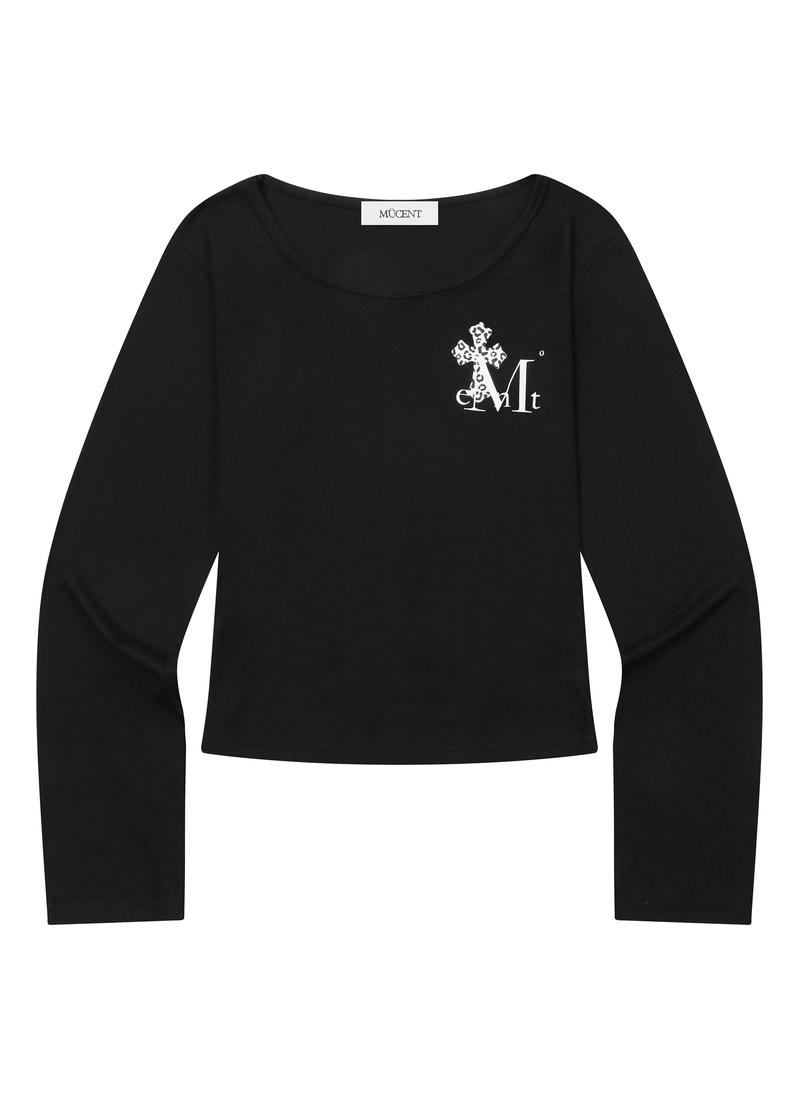 SAHARA LEOPARD CROSS U-NECK SMALL LOGO LONG SLEEVE T (2Color) 사하라 호피 십자가 유넥 스몰 로고 긴팔 티 (2컬러)