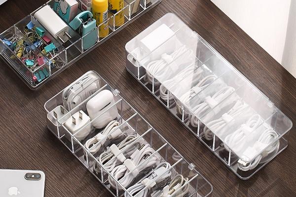 [5%쿠폰]8칸 투명 아크릴 케이블 USB선 수납 정리함
