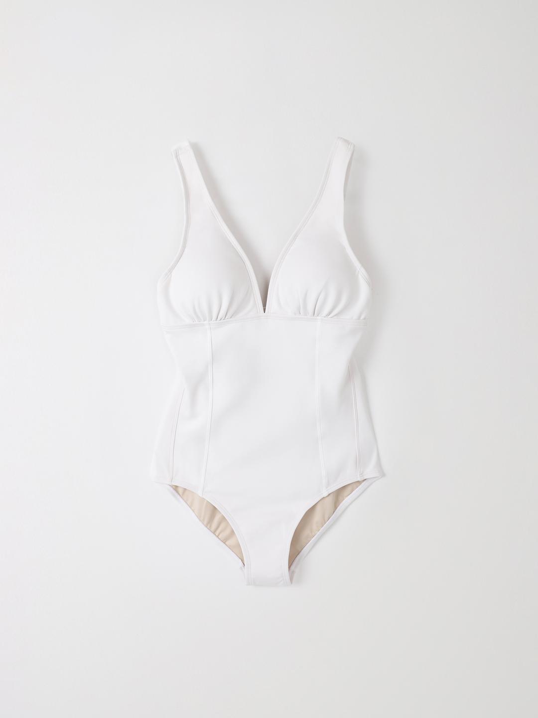 V Cut Swimsuit - White