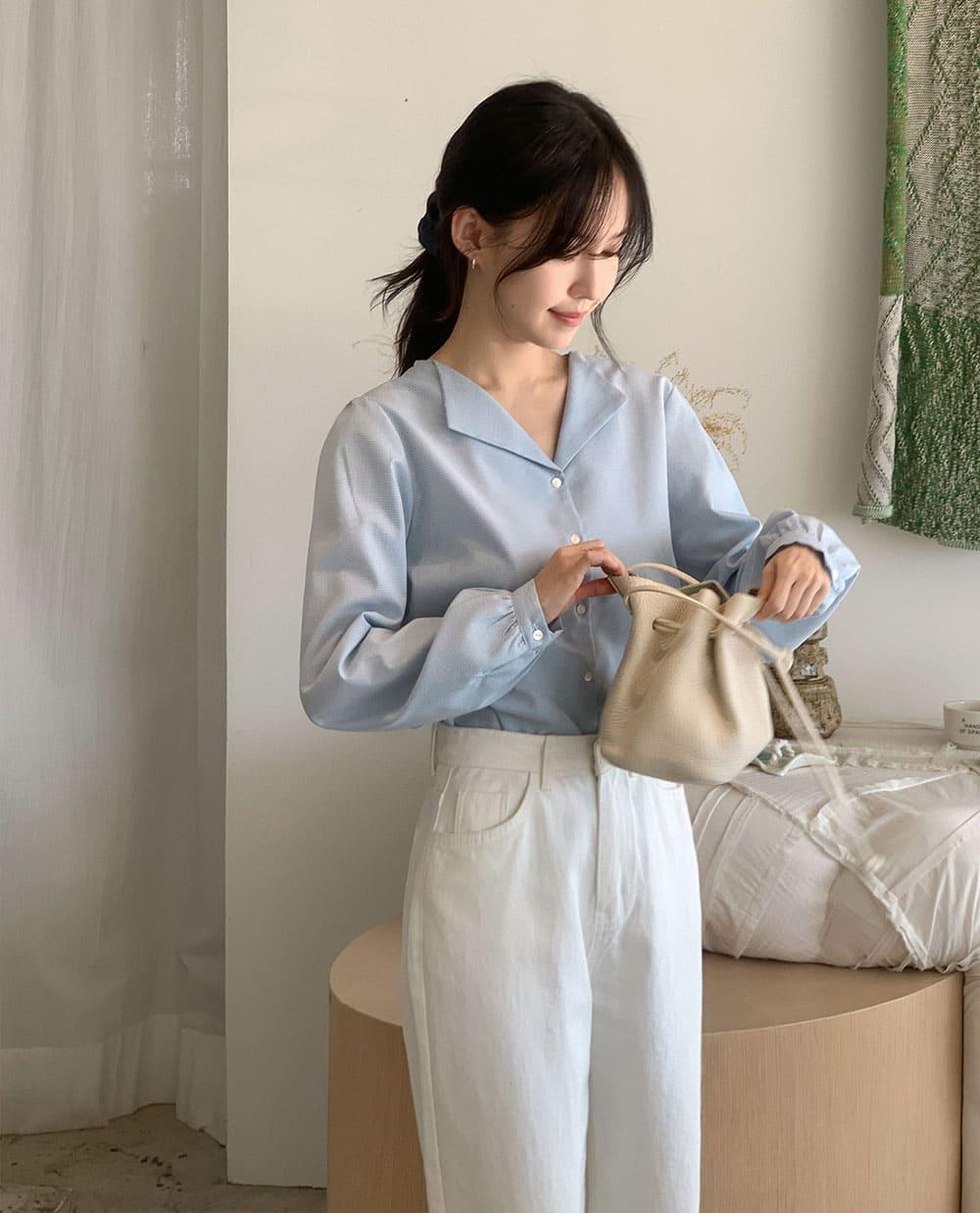 [CRKO] 리앤 카라 블라우스 / 하객룩 카라 셔츠 블랙 블라우스