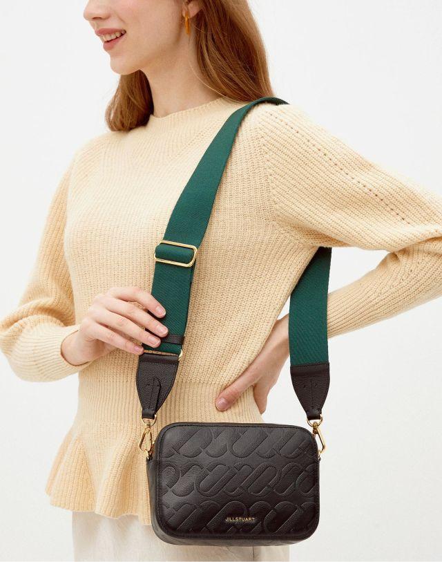 블랙 가죽 J로고 미니 크로스백