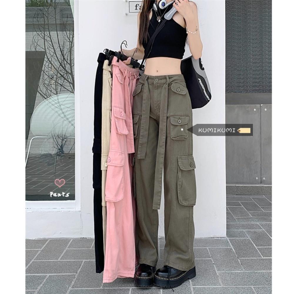 여성 롱 카고바지 와이드 긴바지 힙합 카고 팬츠 안감추가가능