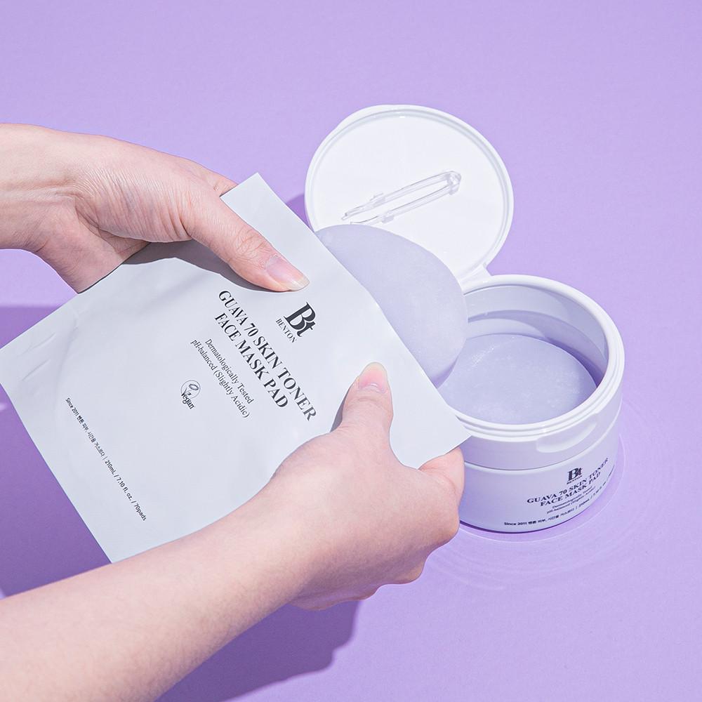 벤튼 구아바 70 스킨토너 진정 패드 팩 (70매, 리필) 진정 수부지 비건 피부결