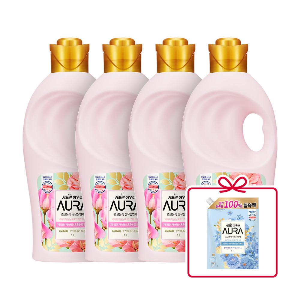 아우라 윌유메리미 섬유유연제 1L 4개+ 특별증정(섬유유연제 홀리데이 리필 1.7L 1개)