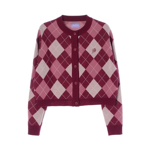 클로티 (M)와인 단추 가디건