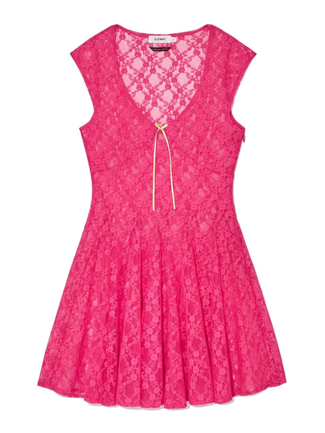 WHISPER LACE MINI DRESS (PINK FLASH)