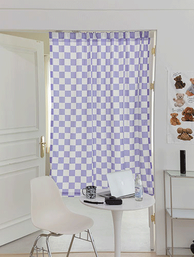 리드체커보드퍼플 145x160cm 카페커튼