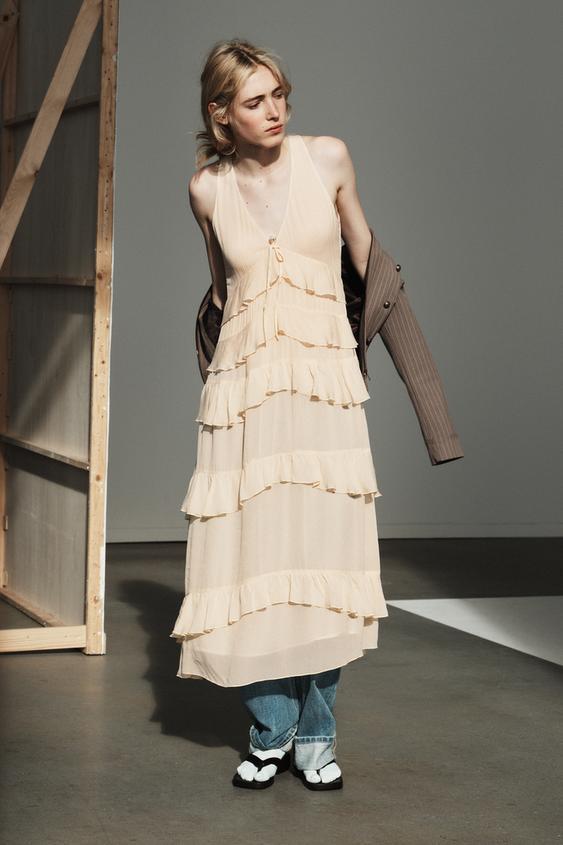 프릴 미디 원피스