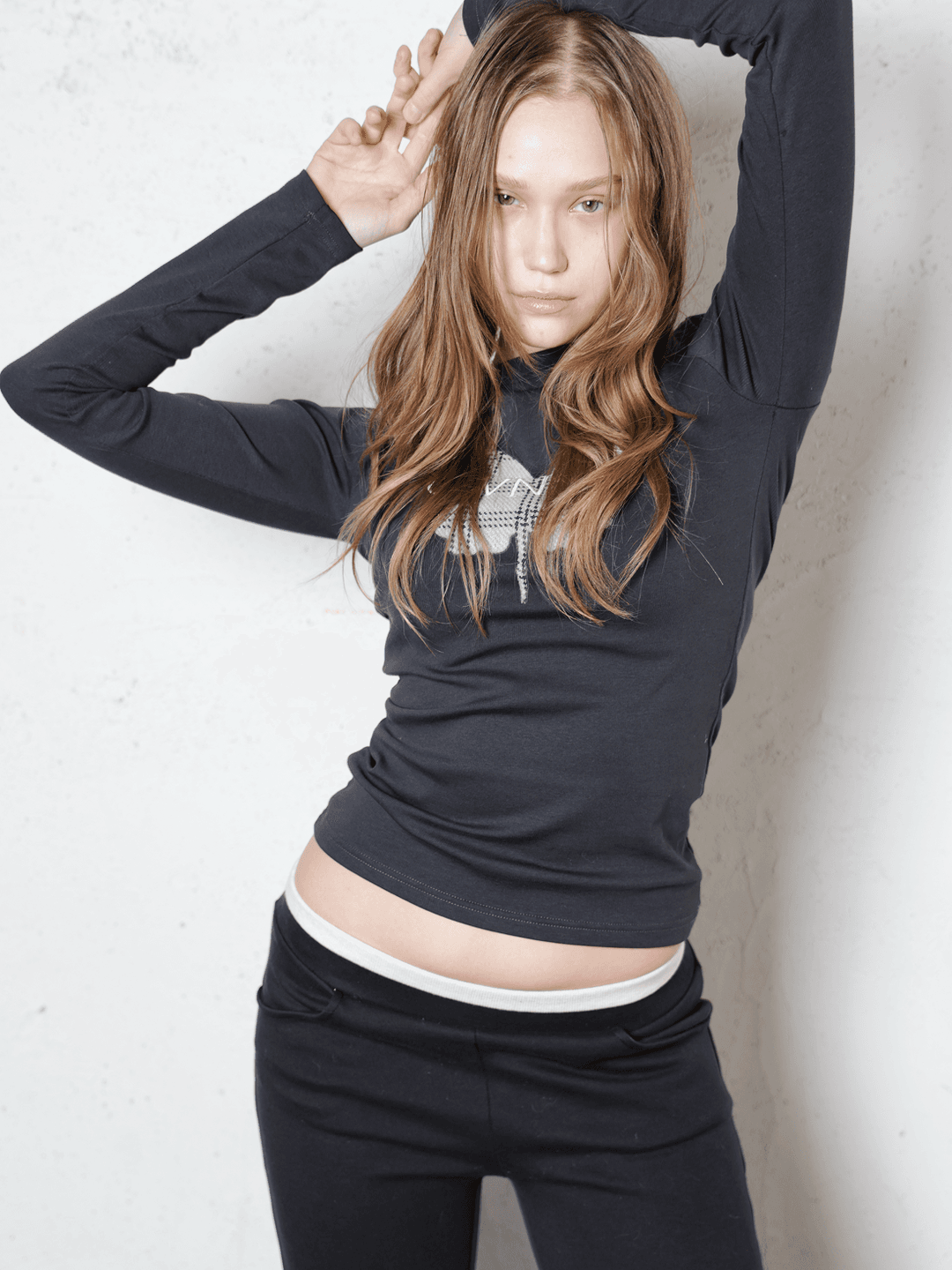 OWN Grid Long-Sleeve Tee_ Charcoal Black