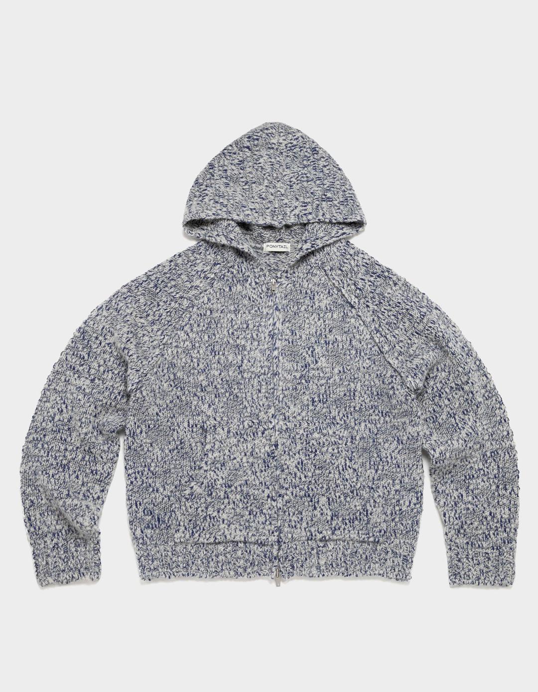 [Re-Order] Easy Peasy Knit Hood Zip-up (Ashed Blue Mix)