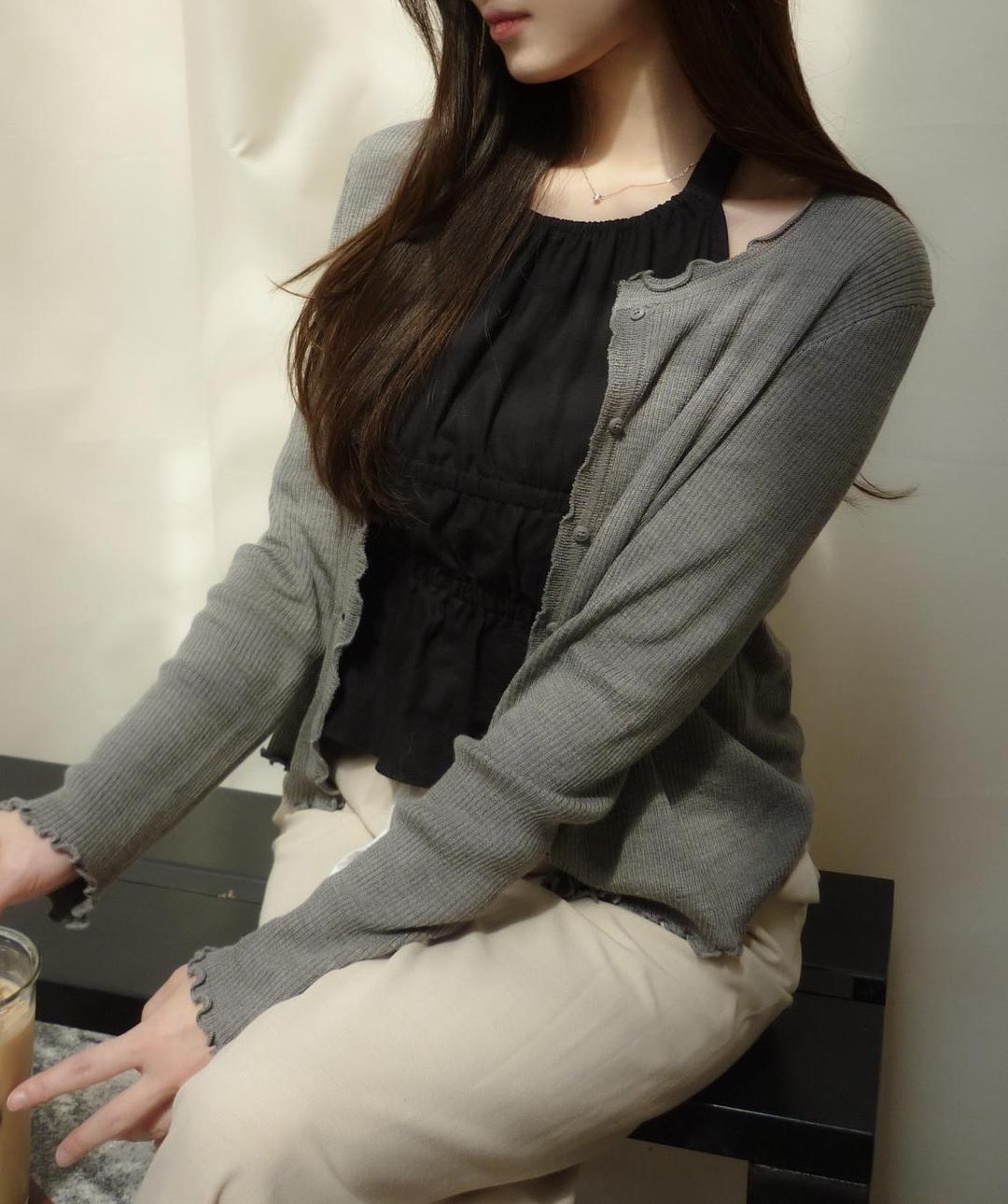 하이오하이 [봄신상ɞ]콩콩프릴가디건 (그레이)