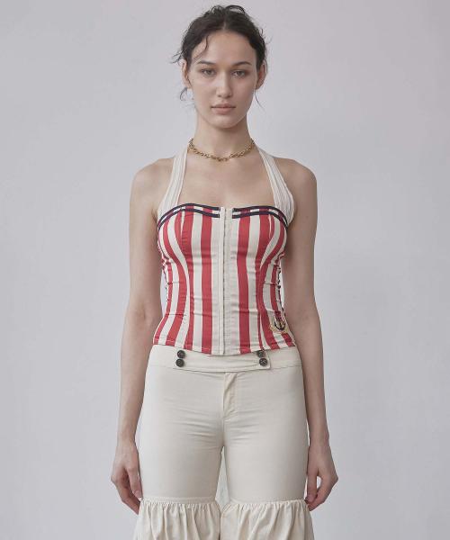 Marine Halter Corset Red Stripe