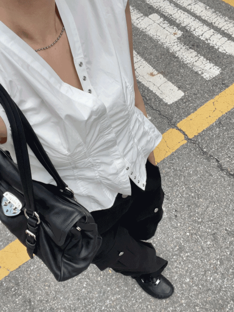 Snap shirring blouse (2 colors)