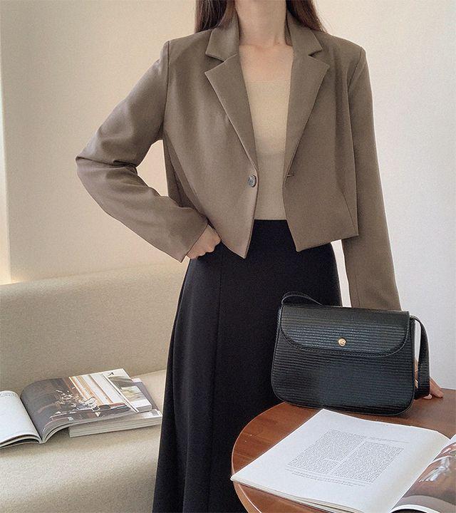 무드 블레이저 크롭 가을 숏자켓_룩앤무드