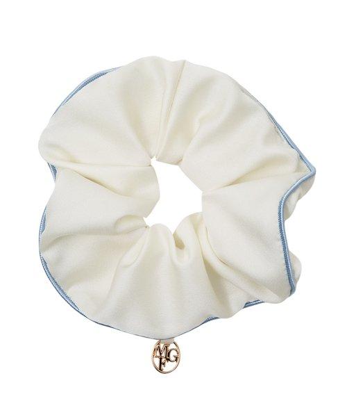 COLOR BLOCK SATIN SCRUNCHIE ivory