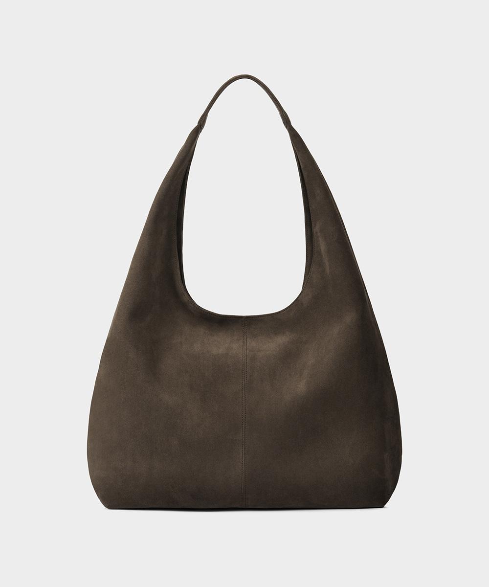 Leaf hobo suede bag (Dark brown)
