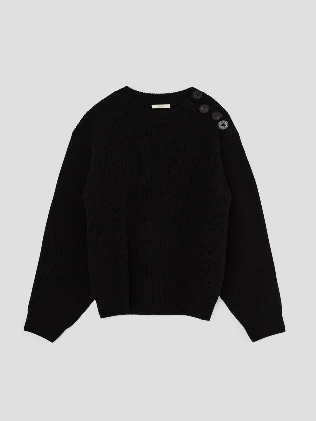 RC SAILOR DETAIL BUTTON KNIT (BLACK)