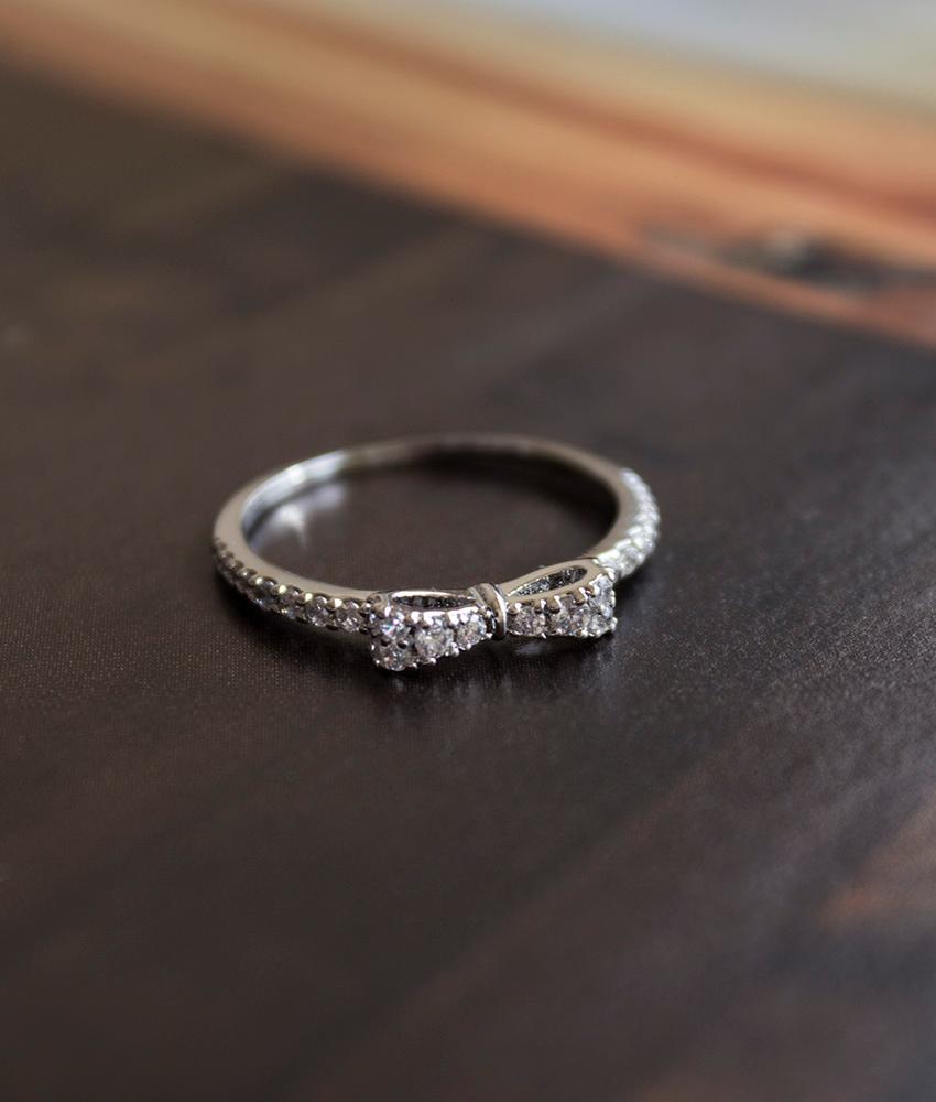 [무배] 마틸다 1.5미리 큐빅 리본 레이어드 가드링 반지